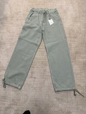 Zara Sage Green Wide-Leg Jeans